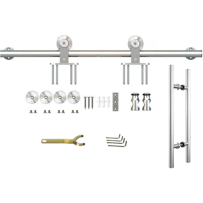 Système coulissant et poignée en inox pour porte coulissante intérieure, 2000 mm