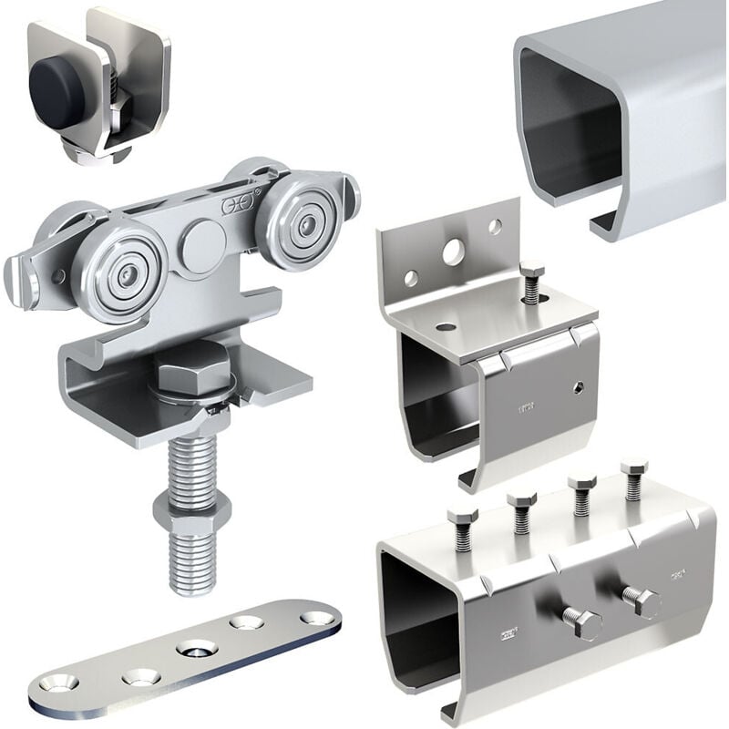 Système coulissant slid'up 2000 pour 2 portes extérieures 27 mm max - rails 2 x 1,95 m acier galvanisé - 80 kg