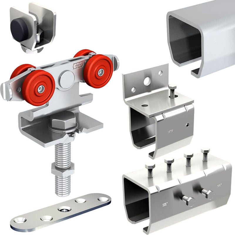 Système coulissant slid'up 2000 pour 1 porte extérieure 27 mm max - rails 2 x 1,95 m acier galvanisé - 60 kg