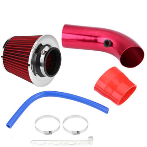 Système D'admission D'air Froid, Kit de Tuyau D'induction en Aluminium de Filtre D'admission D'air Froid de Voiture Universel de 76 Mm 3 Pouces (Rouge)