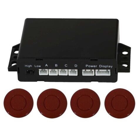 Système d'aide au stationnement capteur de recul - 4 capteurs rouge - buzzer sonore