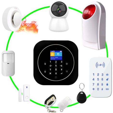 Système d'alarme maison, kit sans fil, wifi, transmetteur téléphonique, 100 zones, application Smart Life (Google Home) et Tuya (Alexa)