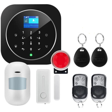Système d'alarme Maison sans Fil 2G, Système de Sécurité Maison Wi-FI avec 120DB Sirène, Contrôle APP, 8 Pièces
