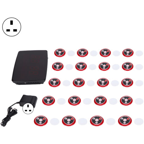Système d'appel sans fil portable et durable, 20 boutons d'appel réglables, pagers pour patients, prise UK