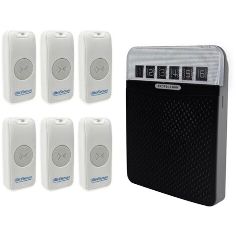 Système d'appel / sonnette sans fil 800 mètres urgence - 6 boutons autonomes IP56 & carillon 6 zones (PROTECT 800)
