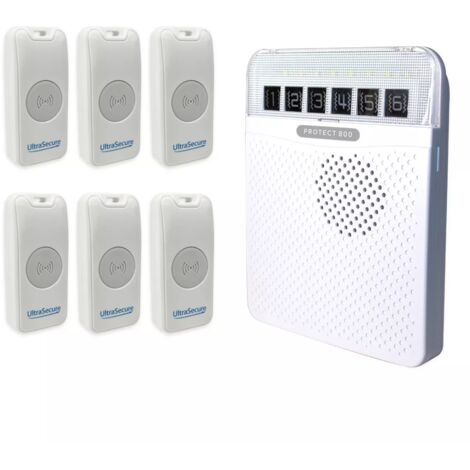 Système d'appel / sonnette sans fil 800 mètres urgence - 6 boutons autonomes IP56 & carillon 6 zones (PROTECT 800)