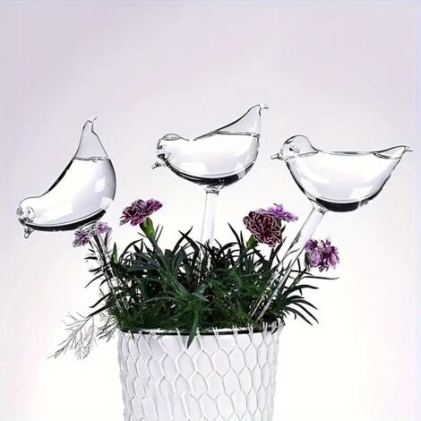 Système d'arrosage automatique 3 pièces, imitation oiseau en verre, arrosage lent pour les voyages