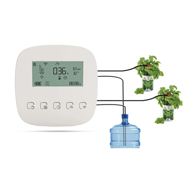 Lifcausal - Système d'arrosage automatique Appareil d'arrosage intelligent Contrôle WiFi/vocal/manuel Temps d'arrosage programmable Batterie intégrée