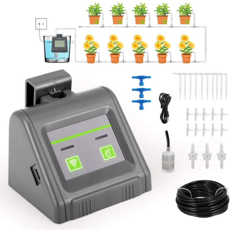 Système d'arrosage automatique, Système d'irrigation automatique WiFi, kit d'irrigation goutte à goutte à goutte, télécommande APP, système