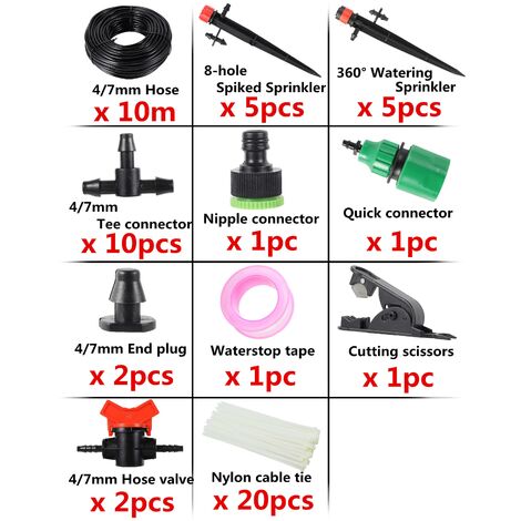 Système d'arrosage de jardin 10m 15m 20m 25m Kit d'irrigation goutte à goutte d'arrosage automatique réglable plantes légumes Kit d'arrosage