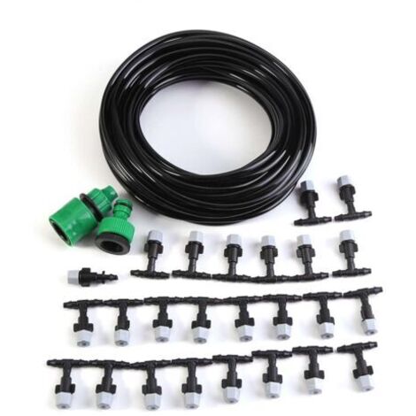 Système de brumisation d'eau pour jardin et terrasse, tuyau d'arrosage avec buse, kit de micro-irrigation de 15 m