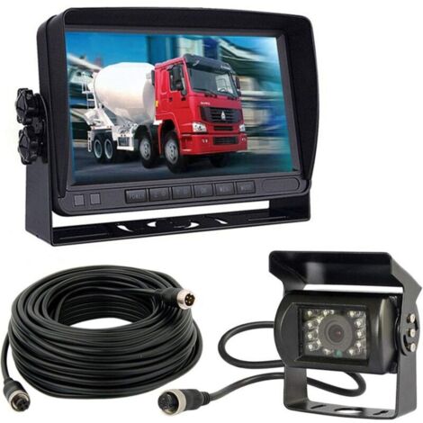 Système de caméra de recul 12V-24V avec moniteur TFT LCD 7' – Caméra étanche vision nocturne 120° – Câble 4 broches anti-interférences - 18LED