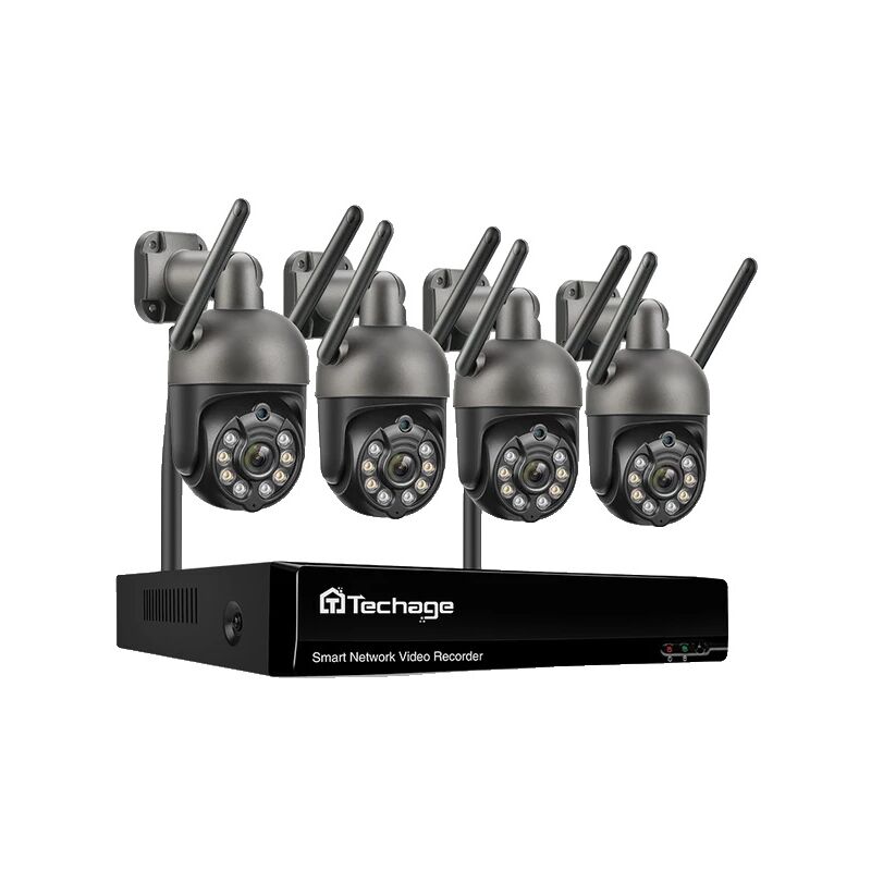 Système de caméra sans fil, HD 3MP, audio bidirectionnel, aucun, 8CH NVR 4 caméra C