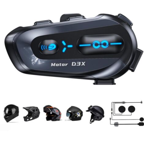Système de communication audio Bluetooth haut de gamme pour moto, avec micro antibruit, étanche IP56 (portée illimitée jusqu'à 600 m) et chat de groupe illimité.