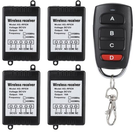Système de Commutateur Sans Fil DC 12V, Télécommande pour Contrôle d'Accès 1 Voie vers 4