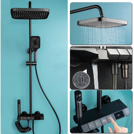 Système de douche avec douche de pluie de 30 cm, robinet de douche, pomme de douche de 86-120 cm, ensemble de douche, 3 modes de jet, ensemble de douche avec robinet de baignoire pour salle de bains