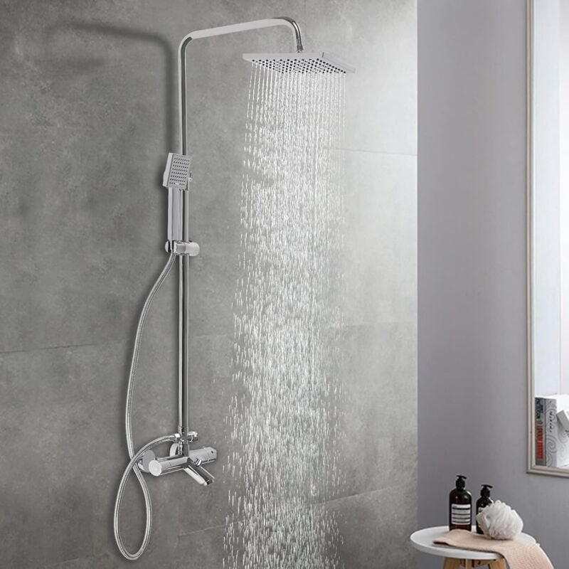 Senderpick - Système de douche avec thermostat, ensemble de robinetterie de douche, système de douche à hauteur réglable, robinet de bain à pluie en