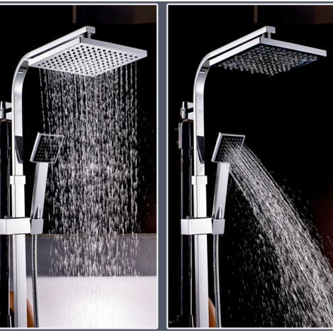 Système de Douche Carré AURALUM - Colonne de Douche avec Mitigeur - Thermostatique - Design Unique - Corps en Laiton