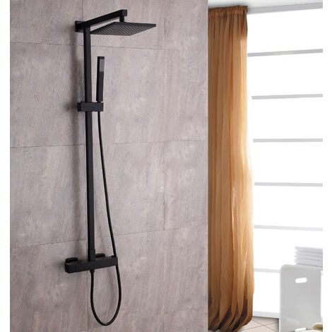 Système de douche combiné thermostatique  SEDAL- 8921B Basic en noir - avec ou sans tête de douche