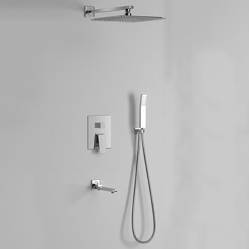 Sjqka - Système de Douche Encastré,Colonne Douche Encastrable avec Tête de Douche 30x30cm Douchette et Robinet(Argent)