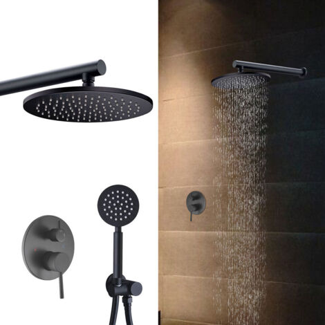 Système de douche intégré, pomme de douche à effet pluie et poignée, ensemble de douche mural comprenant une douche de tête et une douchette à main, pomme de douche à effet pluie de 10 pouces