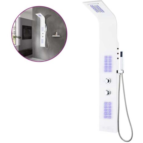 Système de douche,Panneau de douche,Colonne de douche aluminium 20x44x130 cm blanc -48664