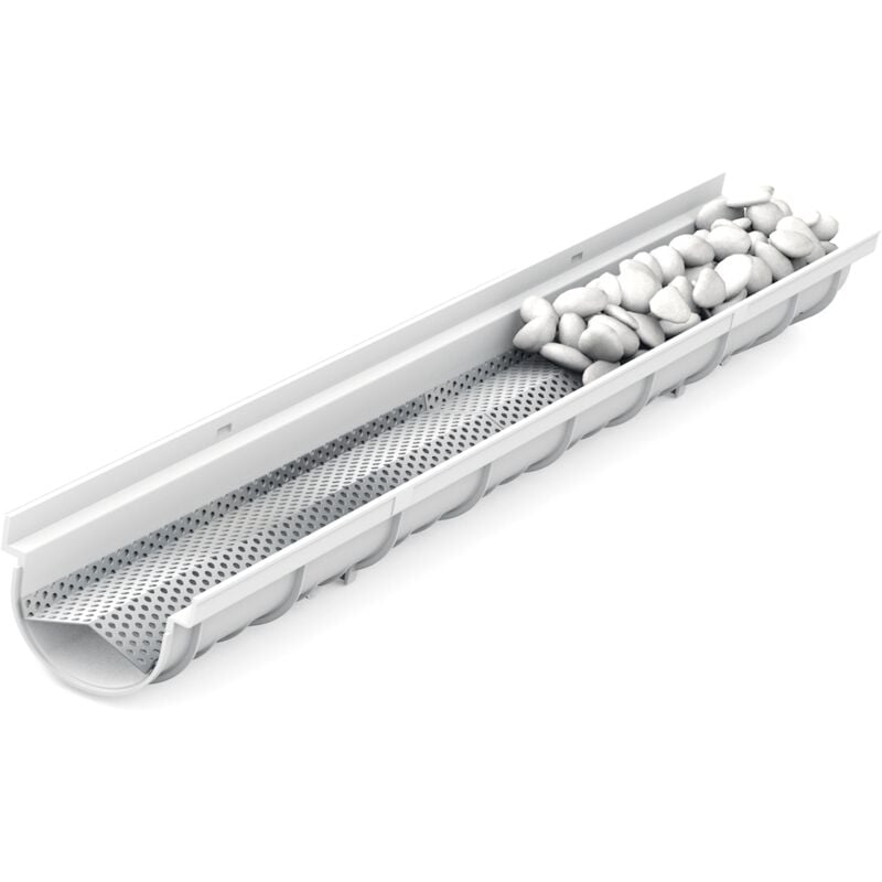 MEA - Système de Drainage décoratif decostone 1m avec tôle perforée en Acier galvanisé Passage piéton - larg.10cm. pour l'évacuation des eaux de