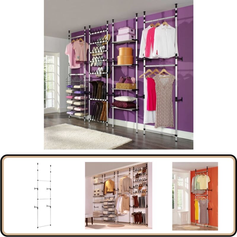 Vidaxl - Système de garde-robe télescopique avec barres Aluminium - Système De Rangement - Armoire Télescopique - Organisation De Placard - Porte