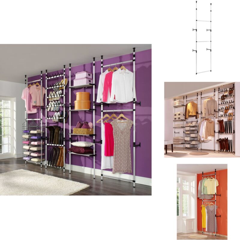 Vidaxl - Système de garde-robe télescopique avec barres Aluminium - Système De Rangement - Armoire Télescopique - Organisation De Placard - Porte