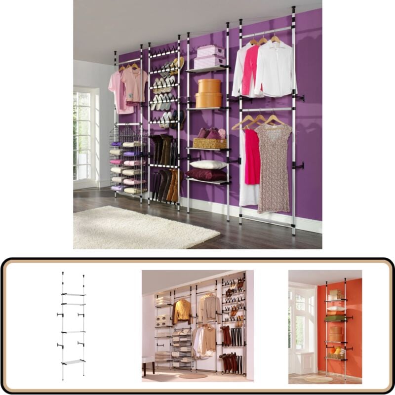 Vidaxl - Système de garde-robe télescopique avec étagères Aluminium - Système De Rangement - Armoire Télescopique - Organisation De Placard