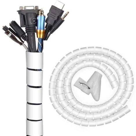 Système de Gestion des Câbles, 22mm3M de Spirale Cache Cable Serre Câbles, Bricolage Protecteur de Câble Flexible pour Le Bureau à Domicile PC TV Organisateur de Fil(∅0.87")