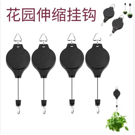 Système de levage pour plantes d'intérieur, rétractable, robuste, facile d'accès, en corde de nylon durable et résistante, hauteur réglable pour paniers et pots de jardin.