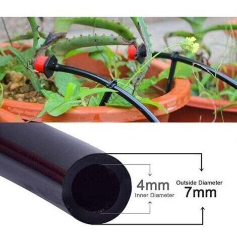 Système de micro-irrigation automatique avec tuyau d'arrosage de 4 mm/7 mm, adapté aux fleurs, plantes, bonsaïs, jardins et patios, longueur 20 mètres.