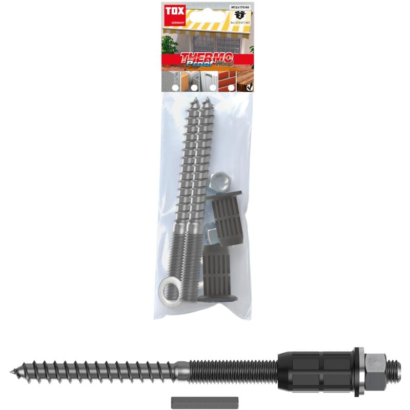 Système de montage pour charges lourdes Thermo Proof Wood M12x170/60 (2 pièces)