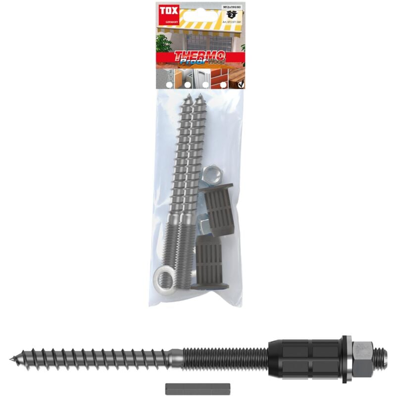 TOX - Système de montage pour charges lourdes Thermo Proof Wood M12x190/80 (2 pièces)