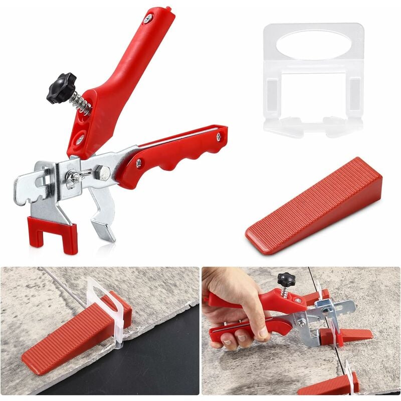 Laoa - Système de Nivellement Carrelage, 2mm d'Aide à la Pose 400 Clips+ 200 Cales 1 Pince pour Aide à la Pose de Carreaux, Kit de Niveleur Carrelage