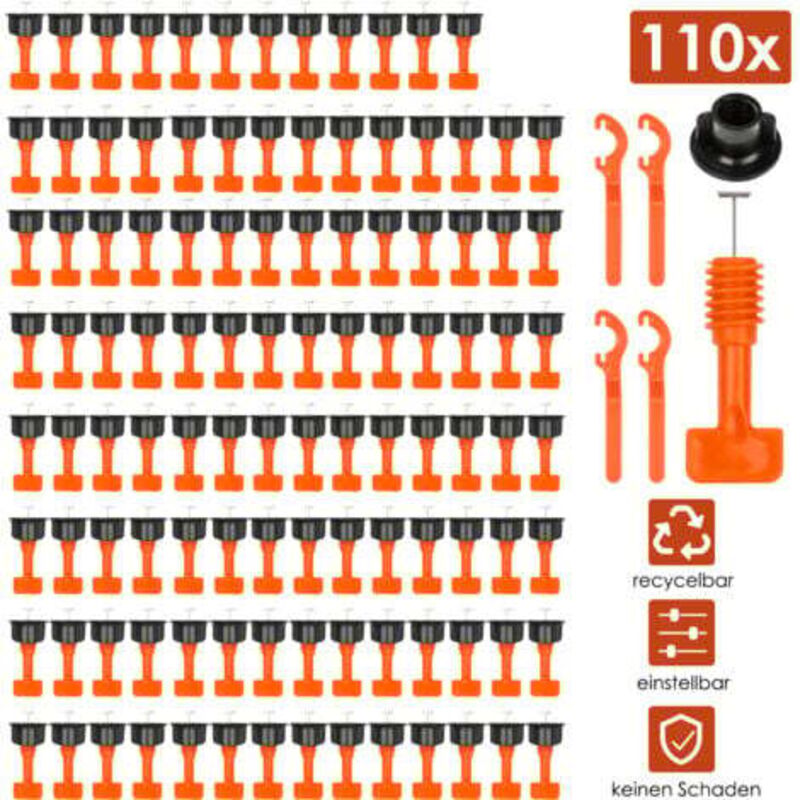 Roleader - Système de nivellement de carreaux 204 pièces Pack entretoises de niveleurs de carreaux réutilisables pour la construction