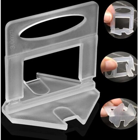 Système de nivellement de carrelage 3mm 300 pièces pour installation professionnelle Clips de nivellement de carrelage en céramique et en pierre, entretoises de carrelage uniquement