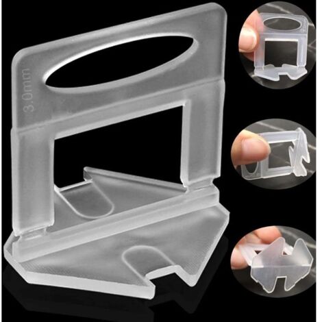 Système de nivellement pour carrelage 3 mm – 300 pièces, clips céramique/pierre avec entretoises intégrées