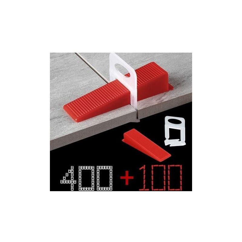 SNQ - Système de nivment de carrelage de1.5mm de largeur de joint, 400 languettes de traction,100 pièces Cales réutilisables Ensemble,Système de