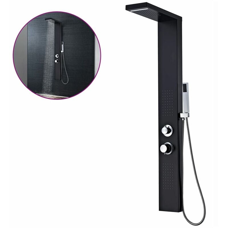 Inlife Système de panneau de douche Aluminium Mat Noir