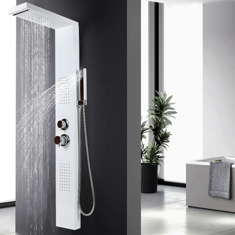 Système de panneau de douche Haloyo Acier Inoxydable,15 x 47 x 130 cm,blanc