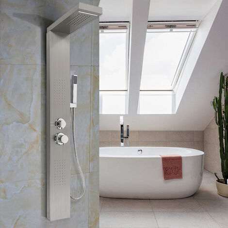 Système de panneau de douche Haloyo®,Acier Inoxydable,15 x 47 x 130 cm,gris