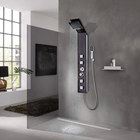 Système de panneau de douche  Verre Marron - Luxueux Chic-940997