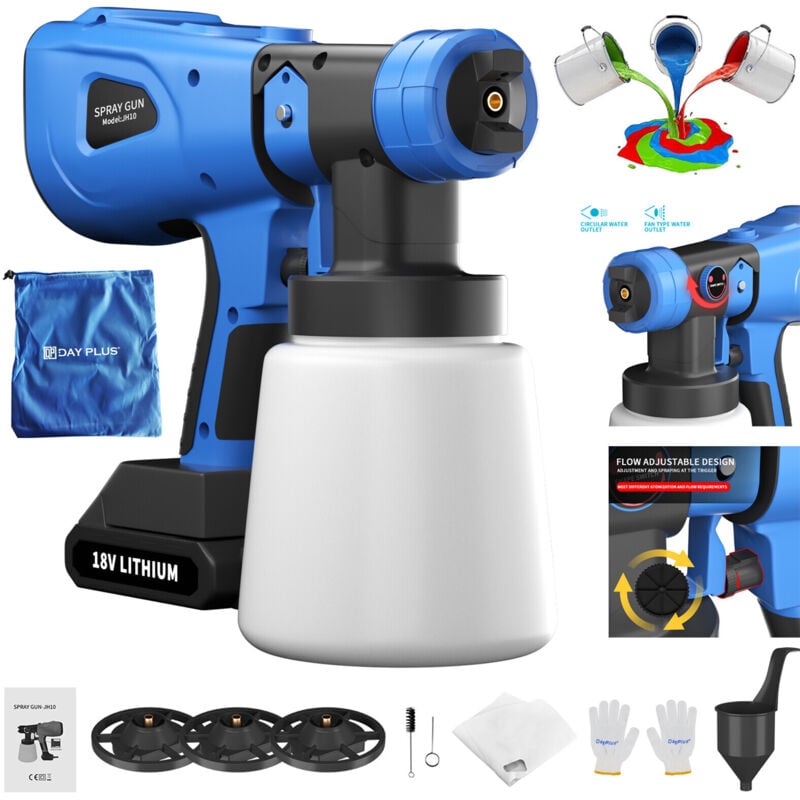 Dayplus - Système de peinture par batterie pulvérisateur mural pistolet de peinture rénovation