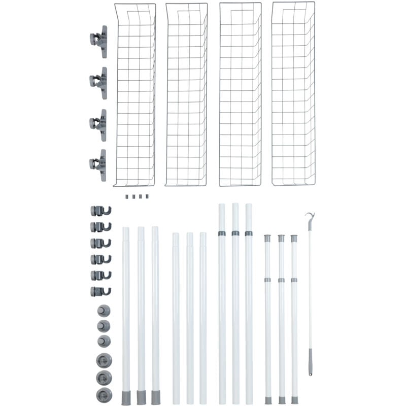 Portant vêtement téléscopique Dressing sur Mesure Herkules Duo Wenko 3 tringles 2 paniers Solution sans perçage, réglable Longueur Hauteur, Acier,