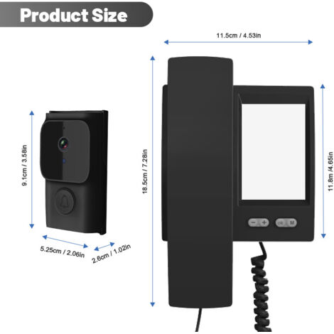 Système de porte vidéo de 3,5 pouces, écran IPS sans fil, avec caméra de porte, téléphone portable, interphone sans fil, interphone infrarouge, vision nocturne, intercom à 2 voies, noir