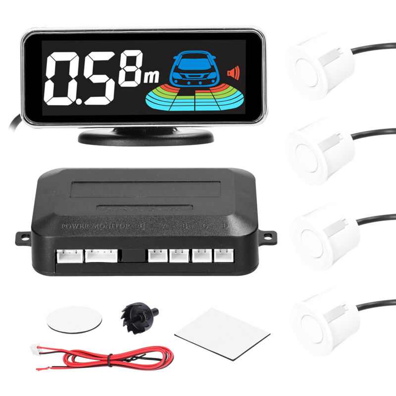 Système de radar de recul arrière avec capteur de stationnement pour voiture avec 4 capteurs de stationnement, détection de distance, affichage LCD