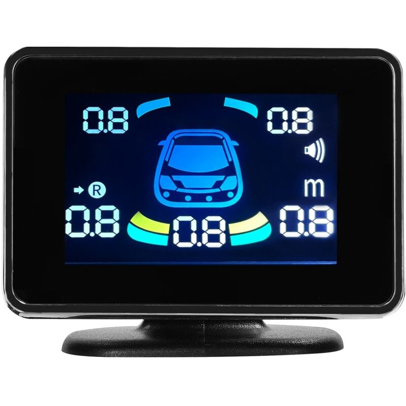 Système de Radar de Stationnement pour Voiture - Capteurs Avant et Arrière, Avertissement Sonore/Buzzer/Muet, 8 Capteurs, Affichage lcd de Distance,