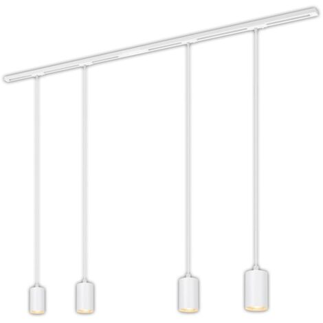 Système de rails Briloner Rail, kit complet, 4 pendules GU10, alimentation, blanc, 1,5 m